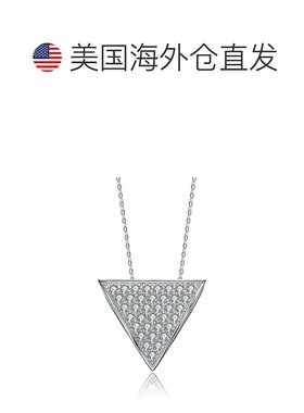 自营 genevive纯银立方氧化锆反向三角形项链 - 白色 美国奥莱直