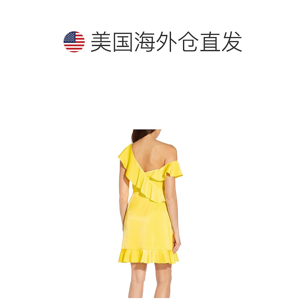 aidan mattox女士 Satin Mini Cocktail and Party Dress lemon - 图1