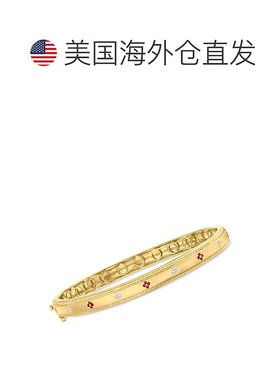 Ross-Simons 红宝石和钻石点缀花卉手镯 18kt 金 - 8 英寸 【美国