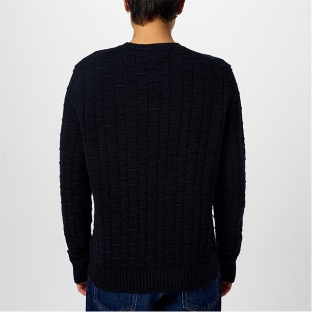 Prada Men's Knitted Pullover Blue Comfortable and Fashionable