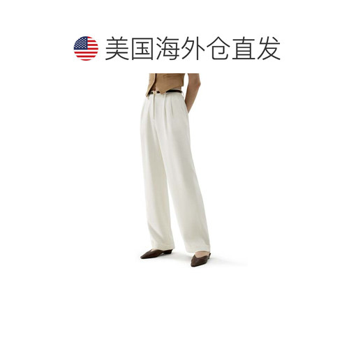 自营lilysilkTimeless Pleated Wide-Leg Dense Silk Trousers - - 图1