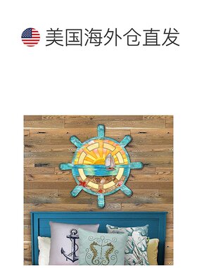 自营 G. DeBrekht 设计的 Captains Wheel Coastal 户外门装饰 -