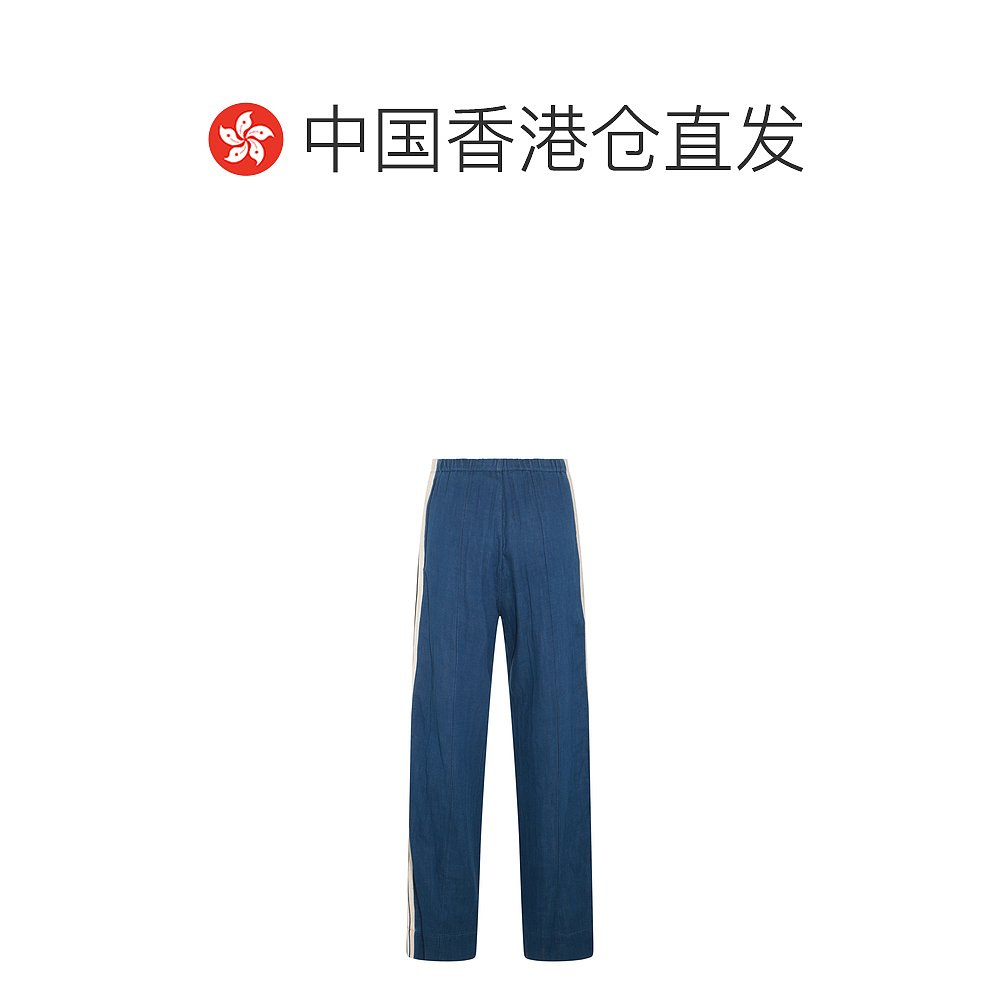 香港直邮潮奢 Palm Angels棕榈天使女士蓝色棉质长裤 PWCA061S-图1