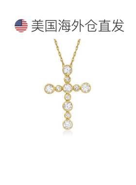 自营Ross-Simons Bezel-Set Diamond Cross Pendant Necklace in