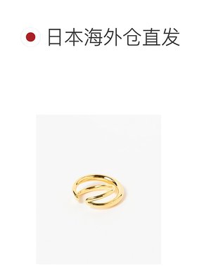 1h可退 日本直邮ISOLATION 女士立体雕刻圆环黄K金镶嵌戒指 64422