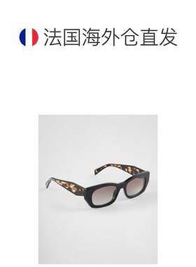 自营欧洲直邮Prada普拉达 女士无烟煤灰渐变醋酸纤维字母标识太阳