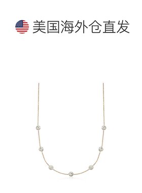 自营 Ross-Simons 14kt 黄金 CZ 镶座项链 - 18 英寸 美国奥莱直