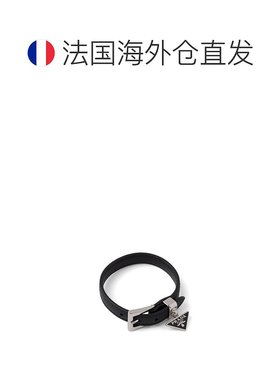 自营欧洲直邮Prada普拉达 Saffiano女士黑色小牛皮金属搭扣手链