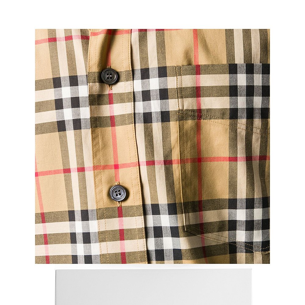 天猫国际海外仓直购Burberry 巴宝莉 男士格纹短袖衬衫 80222653