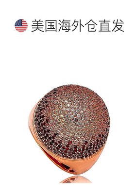 自营 Suzy Levian 玫瑰金色纯银方晶锆石圆顶戒指 - 粉红色 美国