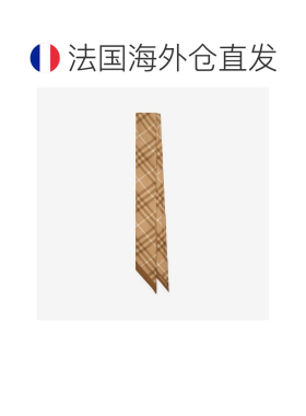 自营欧洲直邮Burberry博柏利 女士棕色/黏土橙丝质格纹薄围巾配饰