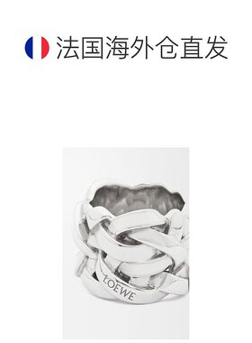 自营1h可退 欧洲直邮LOEWE/罗意威 女士银色/白色纯银/珐琅戒指