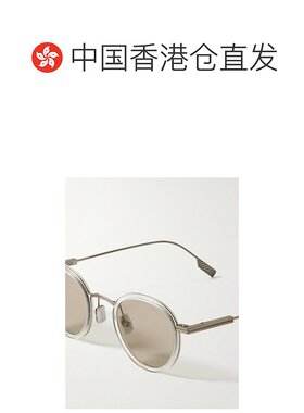 香港直邮1h可退 zegna 杰尼亚 男士 圆框钛合金醋纤太阳眼镜 EZ02