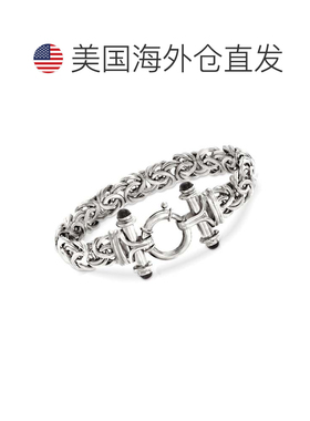 自营Ross-Simons 纯银拜占庭式手链配黑色缟玛瑙 - 8 英寸 美国奥