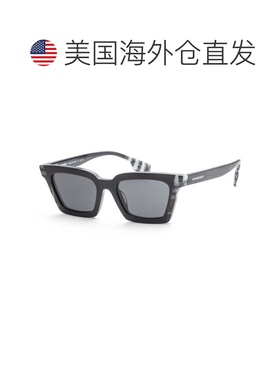 自营【99新未使用】Burberry 女士 52 毫米太阳镜 - 黑色/格纹 白