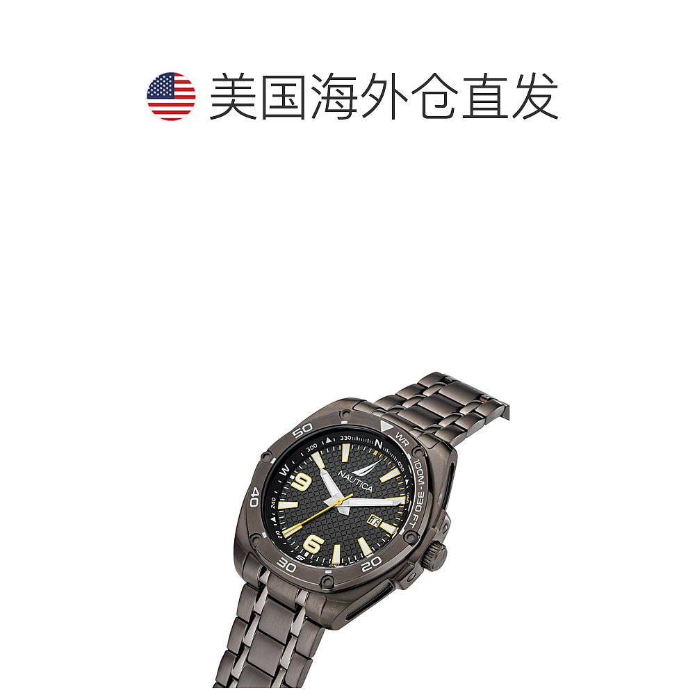 Nautica 男士 Tin Can Bay 44 毫米石英手表 - 灰色 【美国奥莱】 - 图1