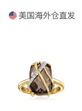 自营ross-simons罗斯-西蒙斯烟晶和。 18 克拉金镀在纯银上白色锆