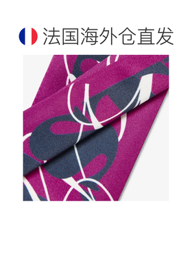 自营欧洲直邮Lacoste法国鳄鱼 女士玫红色/海军蓝/白色缎面方巾