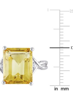 美国直邮Julianna B女士戒指婚戒银色戒圈镶切割柠檬酸黄玉气质