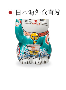 日本直邮九谷烧礼品包装3号招财猫釉边饰以宝船纹吉祥物