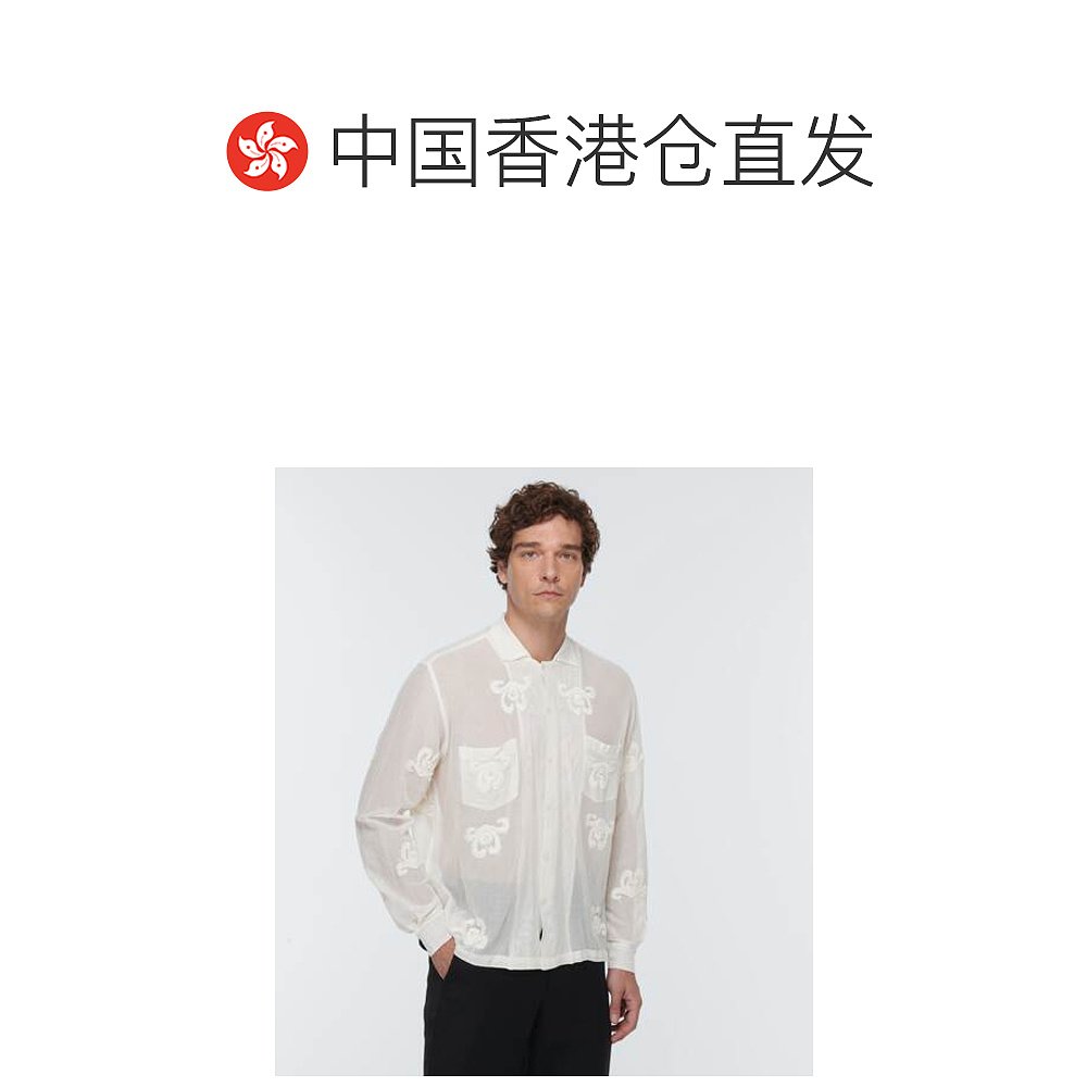 香港直邮潮奢 Bode男士Savoy缎带棉质衬衫-图1