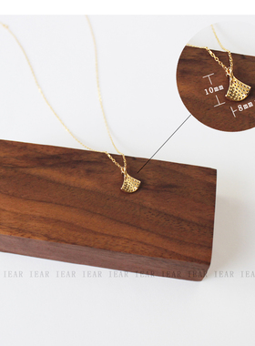 小扇子森系锆石银镀金少女风项链