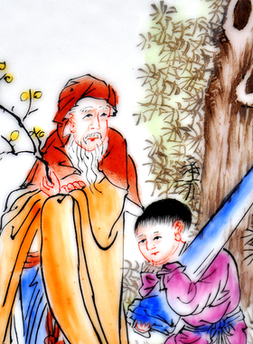 景德镇手绘粉彩花瓶镶器毛笔画笔
