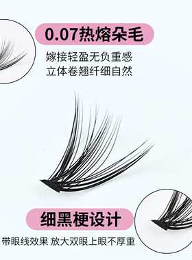 欧美30D40D假睫毛 热熔朵毛单簇自嫁接大容量分段式睫毛自然