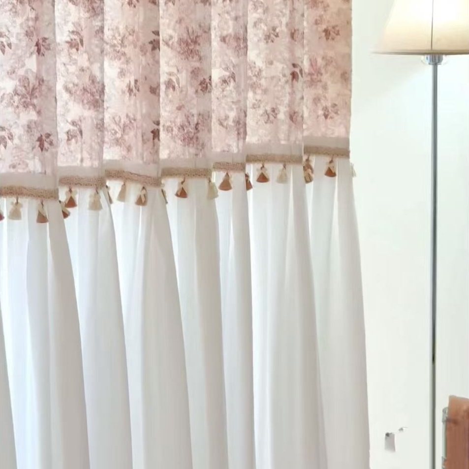 免打孔复古田园风双层窗帘纱帘门帘碎花遮光定制窗帘卧室客厅飘窗,淘宝优惠券,粉丝福利购,淘宝优惠卷