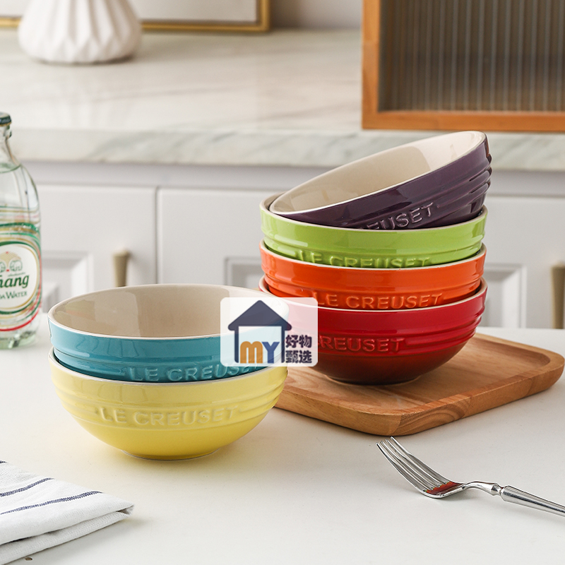 法国酷彩Lecreuset6英寸珐琅碗釉下彩面碗圆碗汤碗陶瓷餐具沙拉碗 - 图1