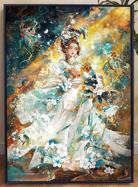 敦煌风花神数字油画diy手