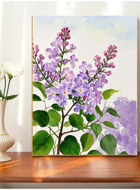 国风唯美丁香花数字油画手