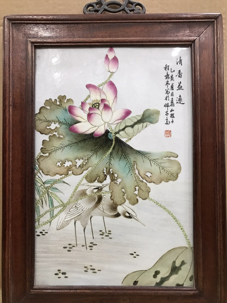 景德镇陶瓷瓷板画作揖珠山八友程意亭清香溢远瓷板画 - 图2