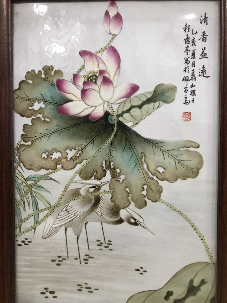 景德镇陶瓷瓷板画作揖珠山八友程意亭清香溢远瓷板画 - 图0