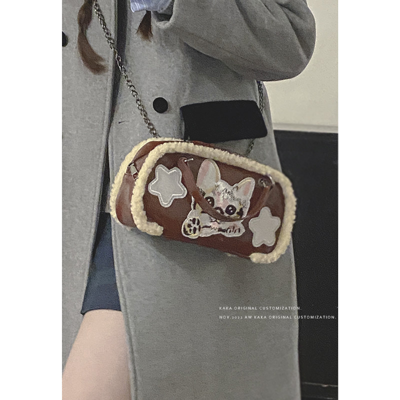 韩系小众包包女2023新款秋冬复古毛绒小方包可爱百搭链条斜挎包,淘宝优惠券,粉丝福利购,淘宝优惠卷