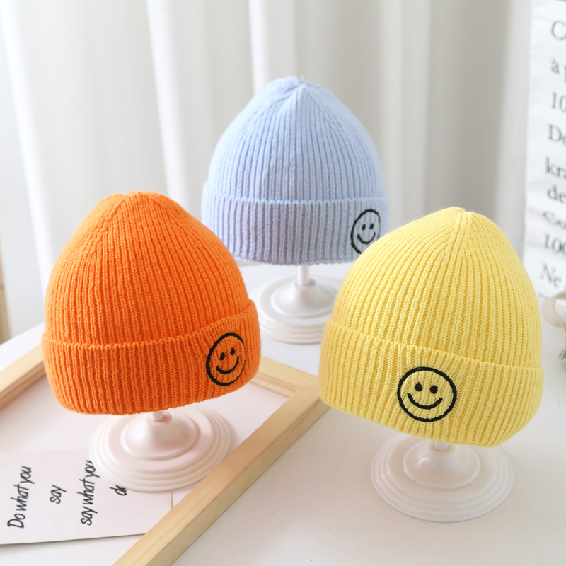 儿童帽子秋冬季保暖毛线帽糖果色男女宝宝套头帽笑脸针织瓜皮帽潮,淘宝优惠券,粉丝福利购,淘宝优惠卷