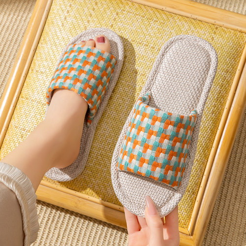 亚麻拖鞋女夏季室内家居吸汗居家防滑春秋四季家用地板棉麻凉拖男 - 图2