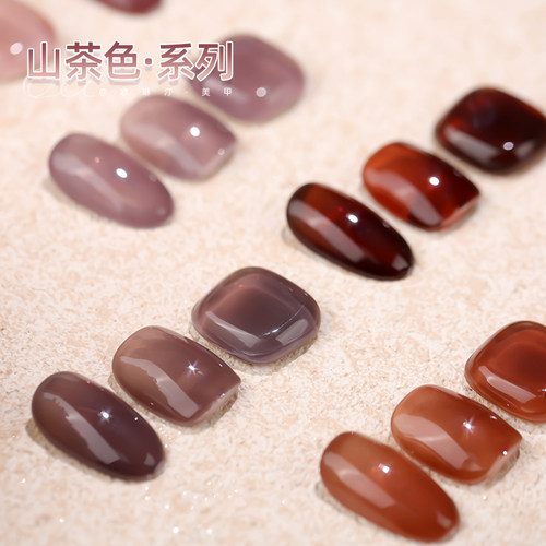 欧琳汀美甲山茶色透色半透美甲甲油胶网红同款显白流行色光疗专用 - 图0