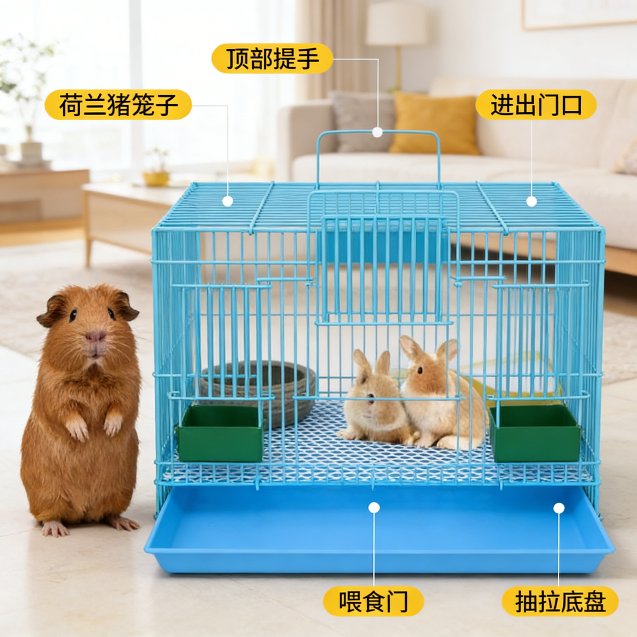 荷兰猪笼子家用室内专用大号带厕所自动清粪养宠物侏儒兔子豚鼠窝,淘宝优惠券,粉丝福利购,淘宝优惠卷