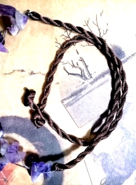 吉祥珠宝 天然紫水晶繁花大颗粒原石蜡绳原石吊坠蜡绳手作项链