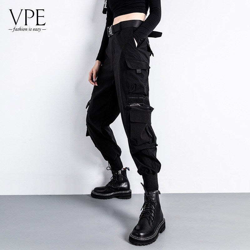 春秋新款束脚bf黑色超火潮牌工装裤 vpe休闲裤