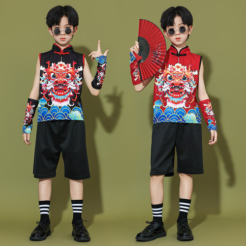 六一演出服中国服装国潮合唱团模特潮服男女走秀儿童表演套装街舞 - 图3