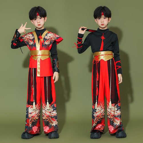 六一儿童演出服国潮古典舞走秀舞蹈服男童中国风女童新中式汉服飒 - 图3