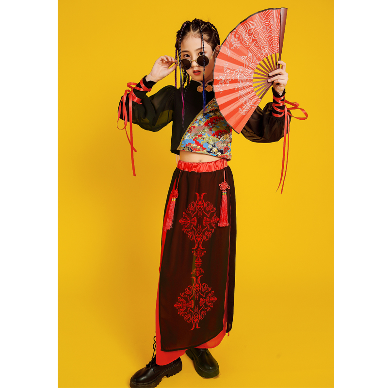 六一国风女童走秀复古爵士舞嘻哈古典舞合唱服男童中国风演出服装,淘宝优惠券,粉丝福利购,淘宝优惠卷