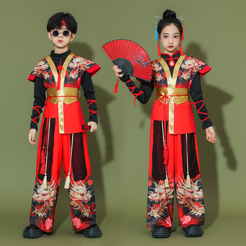六一儿童演出服国潮古典舞走秀舞蹈服男童中国风女童新中式汉服飒 - 图0