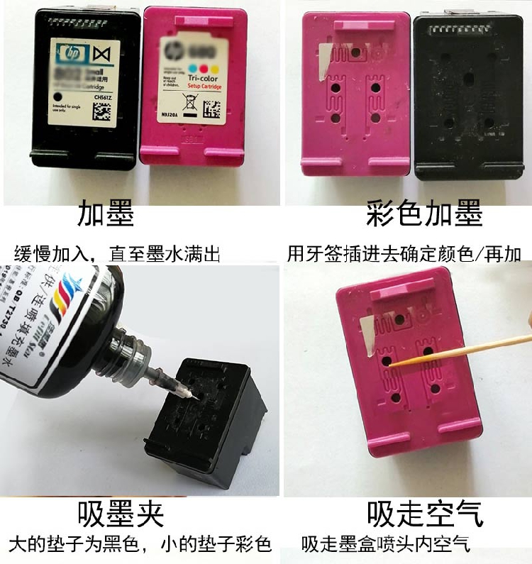 S惠普803 682 805 680墨盒加墨填充墨水工具HP2723 2132 26222322-图1