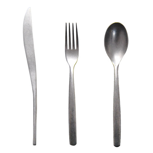 YIMIvivian复古做旧雾面不锈钢牛排刀叉勺子水果叉长柄搅拌咖啡勺 - 图3