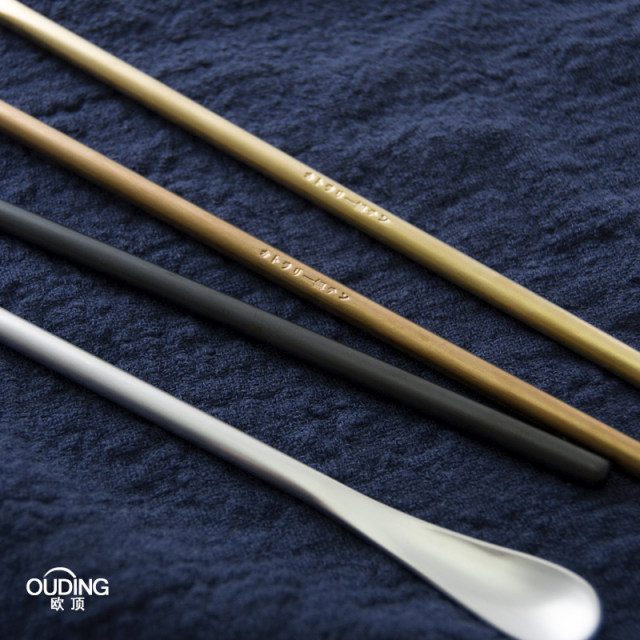 OUDING日式ins304长柄搅拌棒咖啡勺创意冰勺鸡尾酒调酒棒蜂蜜勺