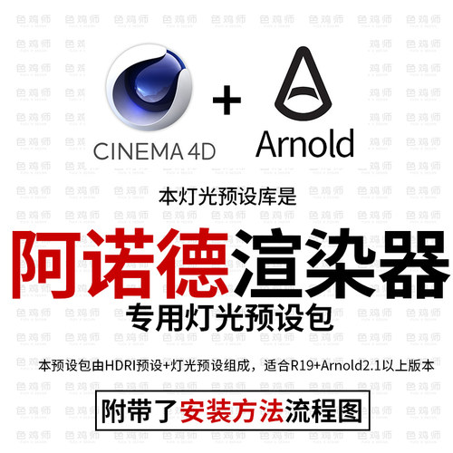 阿诺德灯光预设 C4D渲染器 纹理HDRI模型场景 Arnold天空水下环境 - 图0