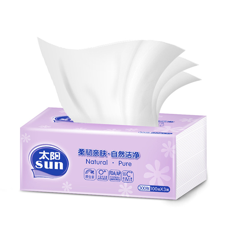 中顺洁柔太阳100抽家用婴儿卫生纸 世外桃源家居抽纸